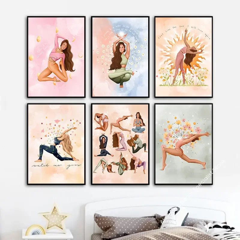 Pilates Yoga Room - Boho Pilates Exercise Woman Yoga Wall
