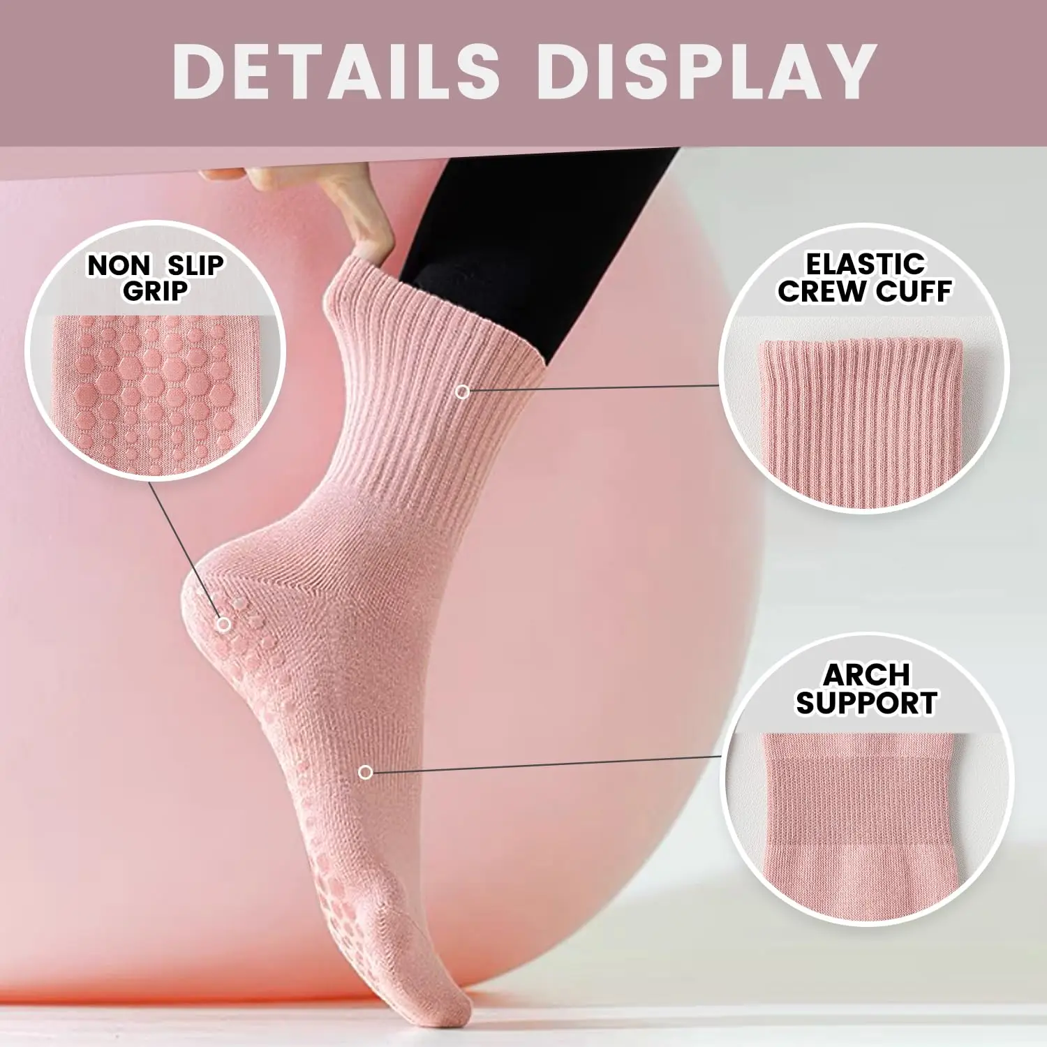 4 pairs of women's yoga socks, - огляд і ціна Pilates & Yoga Vida